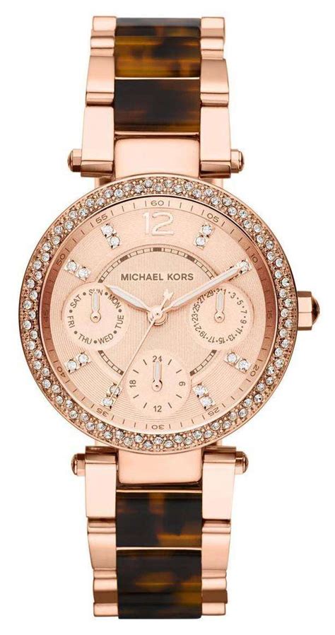 michael kors rose gold and tortoiseshell watch|Michael Kors ritz chronograph.